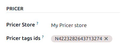 将 Pricer 标签链接到产品