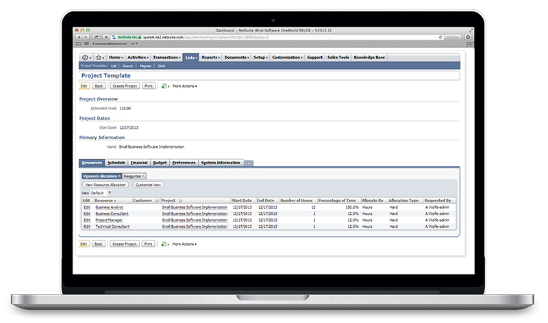 NetSuite-项目计划