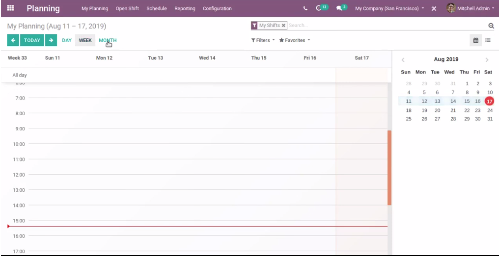 Odoo13新模块之日程排期