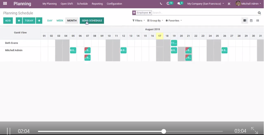 Odoo13新模块之日程排期