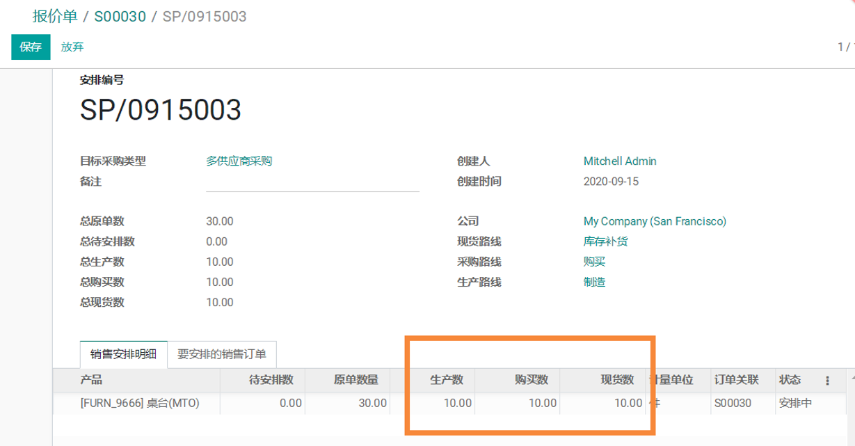 Odoo14,13智能安排采购生产库存同时补货