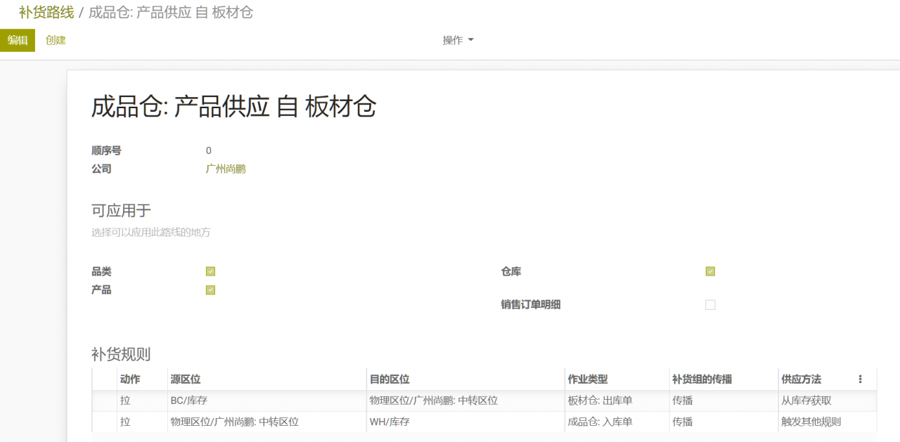 odoo生产制造领料的多仓库跨仓领料实现，免开发使用高级路线配置