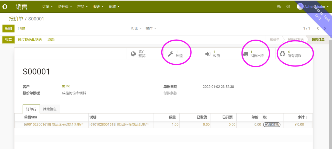 odoo生产制造领料的多仓库跨仓领料实现，免开发使用高级路线配置