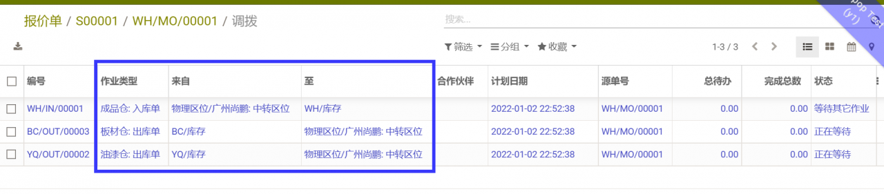 odoo生产制造领料的多仓库跨仓领料实现，免开发使用高级路线配置