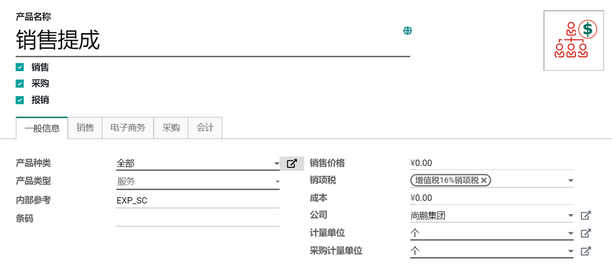 使用Odoo12实现多层级销售提成费用报销管理,分析会计的成本利润分析实例